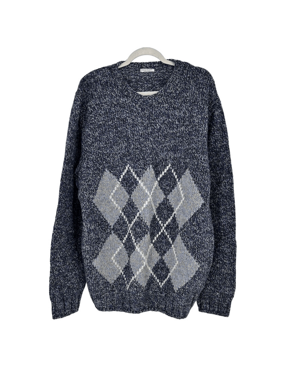 Gran Sasso Mens Crew Neck Fisherman Sweater Knit Wool Cashmere Size L Tall